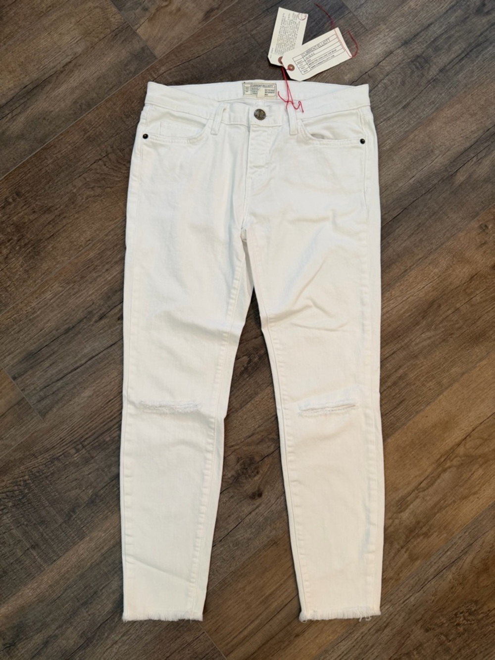 Current/Elliott Stiletto Women’s 27 White Distressed Skinny‎ Jeans Raw Hem Beach